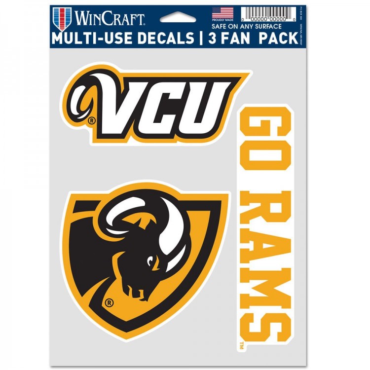 WC12707220 3.5 in. VCU Rams Fan Pack Decals, Pack of 3
