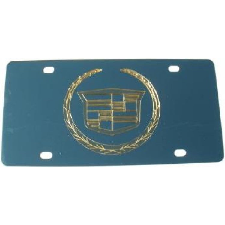 CADGLDOnlySS 6 x 12 in. Cadillac All Gold Logo Stainless Steel License Plate