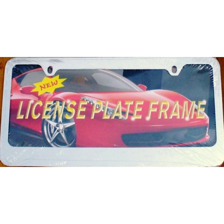 BF-110C 6 x 12 in. Blank Smooth Chrome 2-Hole License Plate Frame, Free Screw Caps