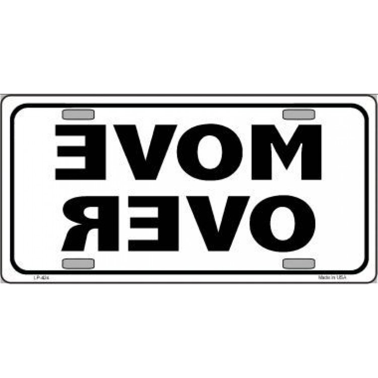 LP-424 6 x 12 in. Move Over on White Metal License Plate