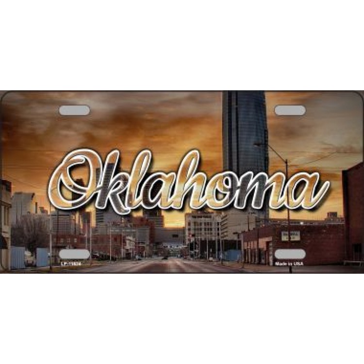 LP-11624 6 x 12 in. Oklahoma Sunset Skyline State Metal License Plate