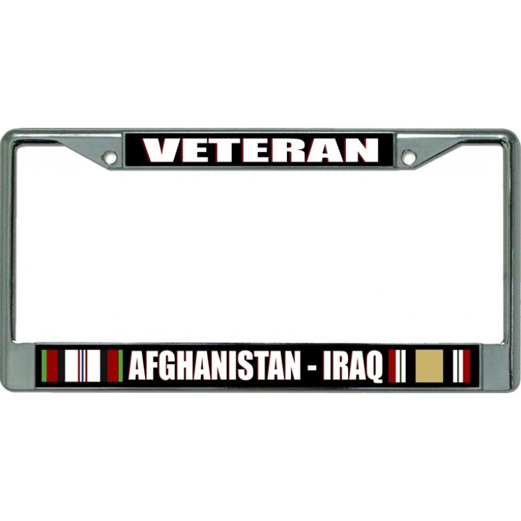 6 x 12 in. Afghanistan Iraq Veteran Chrome License Plate Frame