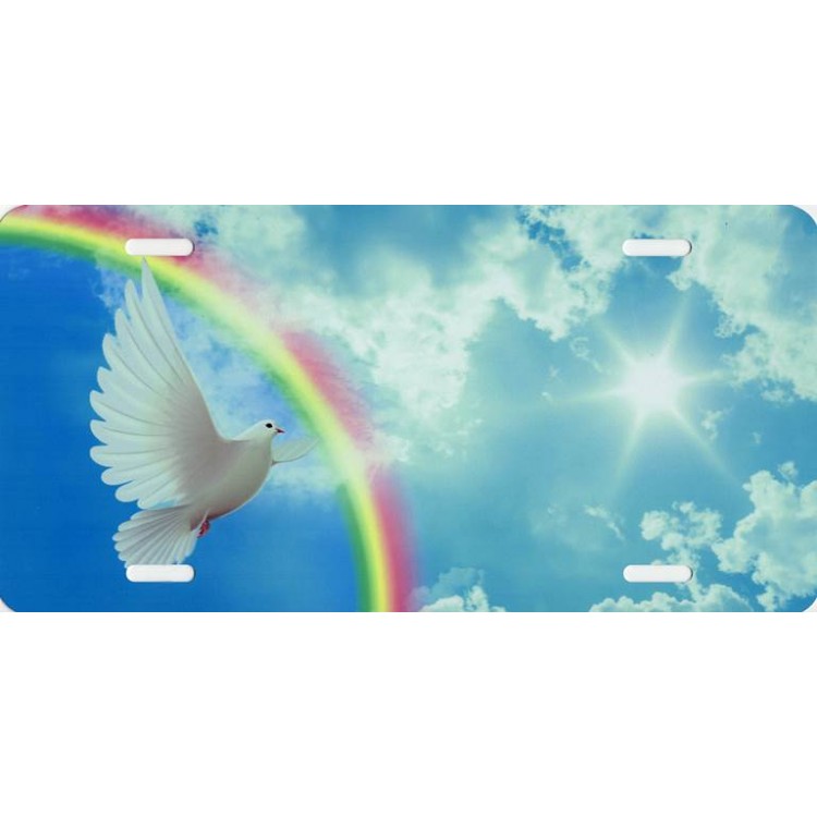 SM966 6 x 12 in. Dove with Rainbow Offset License Plate