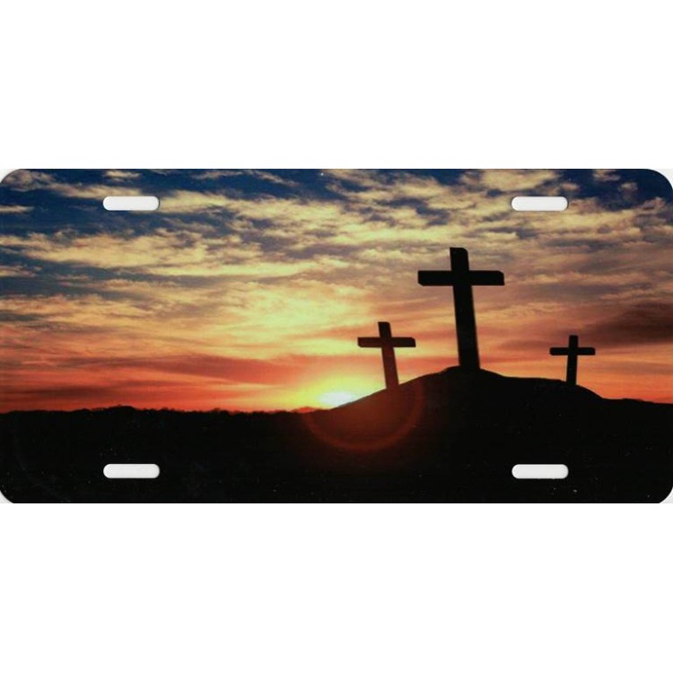 SM967 6 x 12 in. Crosses at Sunset Offset License Plate