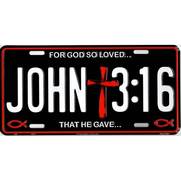 Picture of 212 Main 2789 6 x 12 in. John 3-16 for God So Loved Metal License Plate