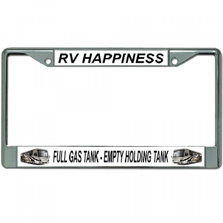 LPO3610 6 x 12 in. RV Happiness Chrome License Plate Frame