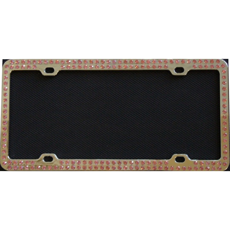 BSCP-1005 Diamond Bling Pink 2 Row Chrome License Plate Frame -  212 Main