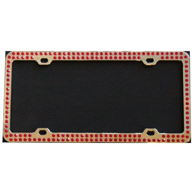 BSCP-1006 Diamond Bling Red 2 Row Chrome License Plate Frame -  212 Main