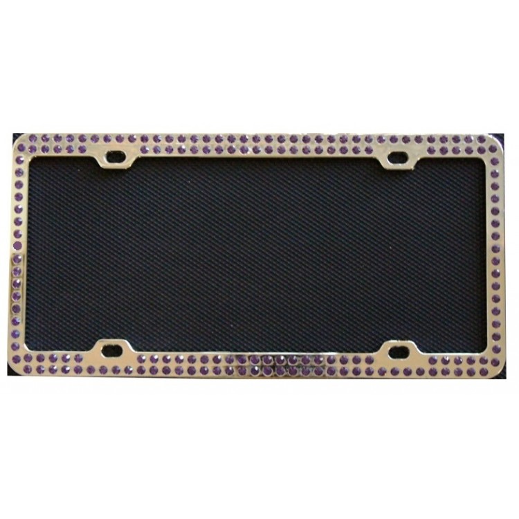 BSCP-1007 Diamond Bling Purple 2 Row Chrome License Plate Frame -  212 Main