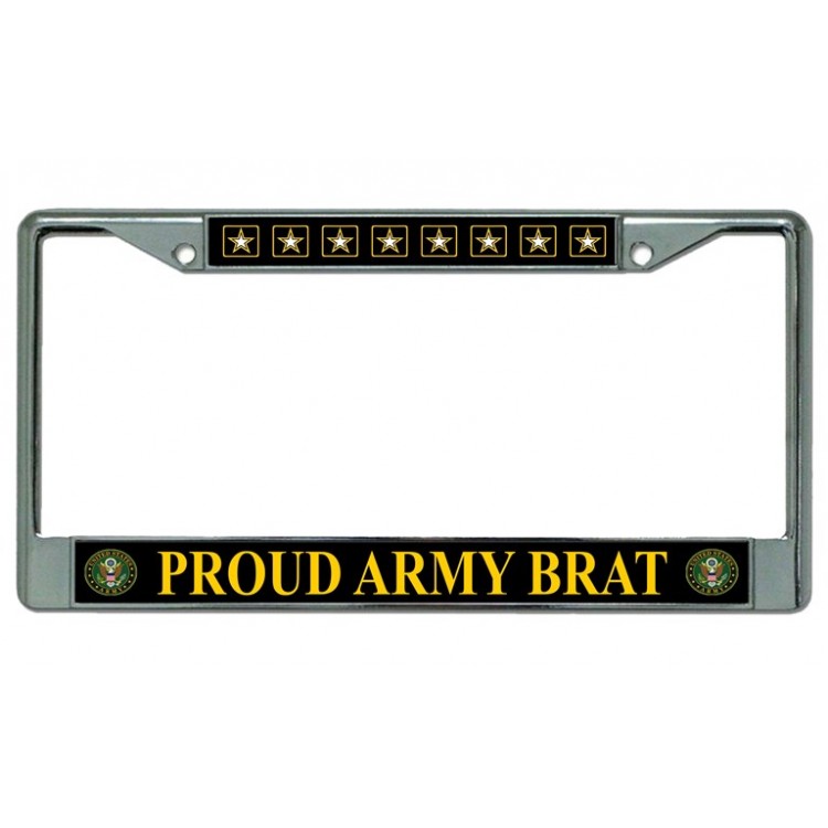 LPO3624 6 x 12 in. Proud Army Brat Chrome License Plate Frame