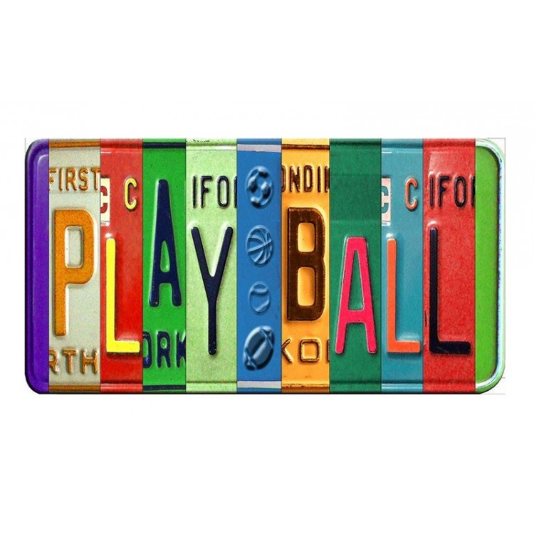 SOTT209471 6 x 12 in. Play Ball Cut Style Metal Art License Plate