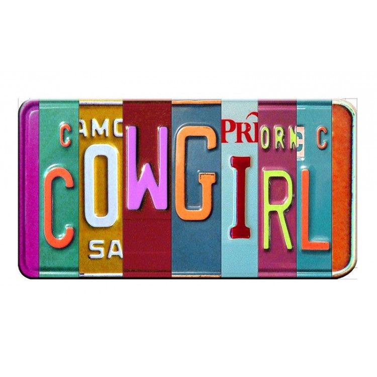 SOTT209472 6 x 12 in. Cowgirl Cut Style Metal Art License Plate