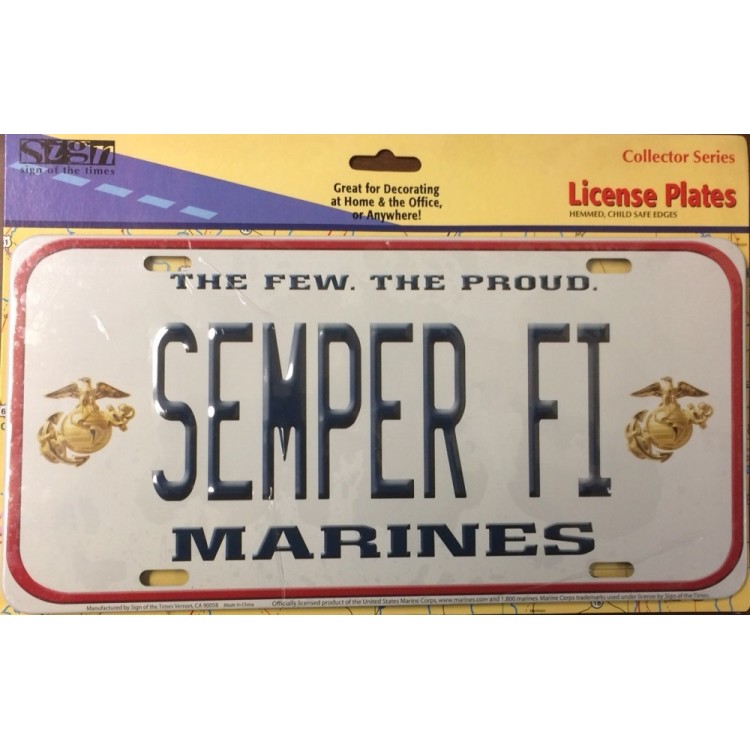 6 x 12 in. Semper FI Marines Metal License Plate