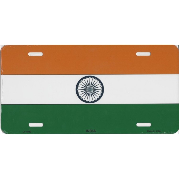 LP-4032 6 x 12 in. India Flag License Plate