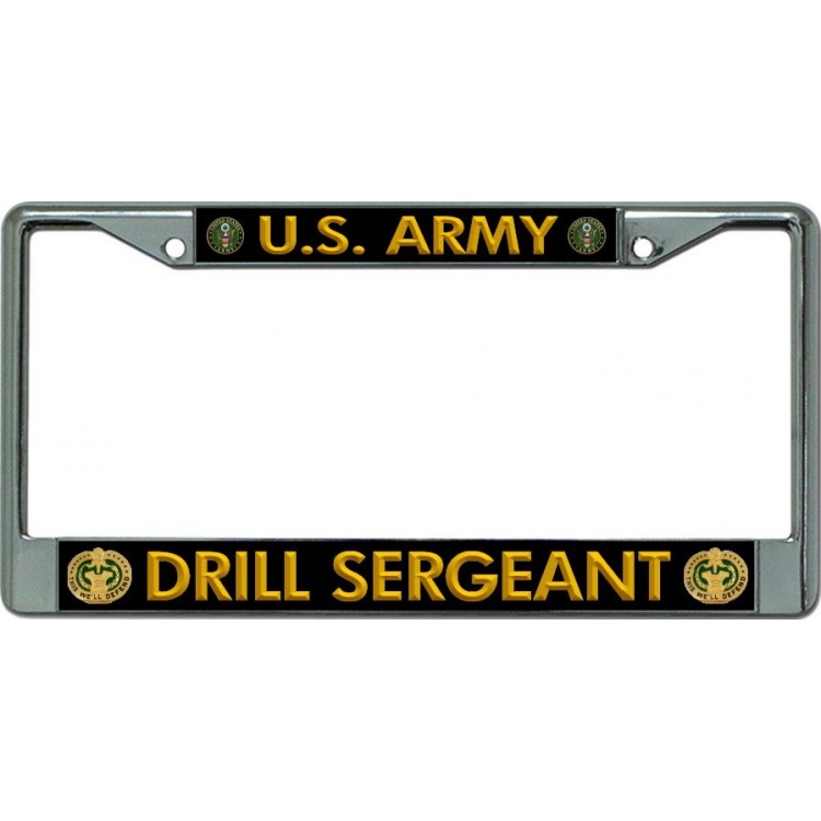 LPO5980 6 x 12 in. U.S. Army Drill Sergeant in Gold Chrome License Plate Frame