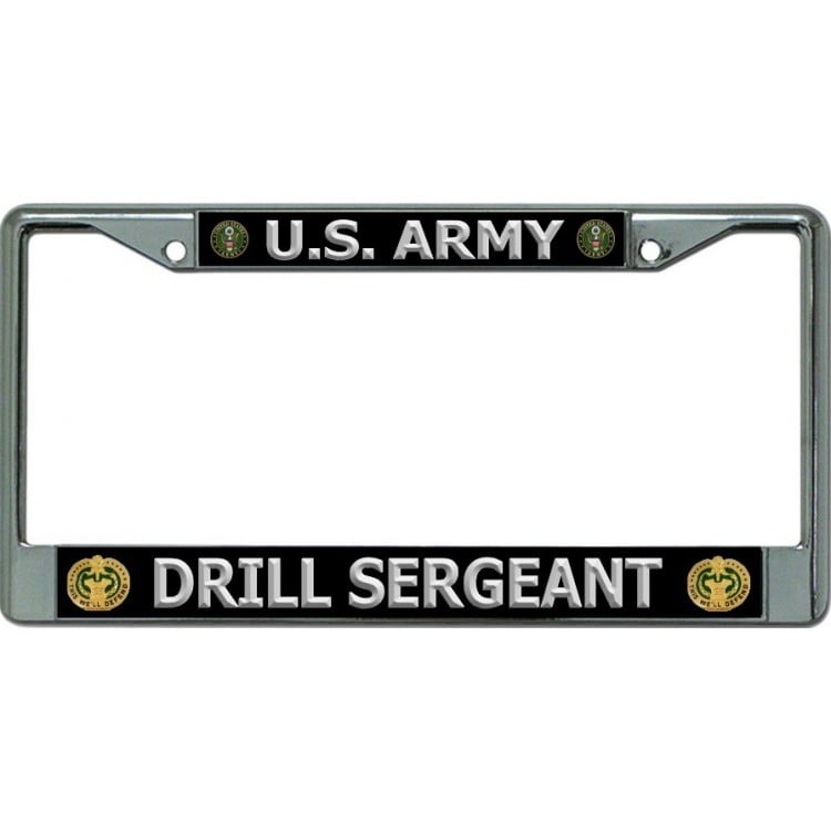 6 x 12 in. U.S. Army Drill Sergeant in Silver Chrome License Plate Frame