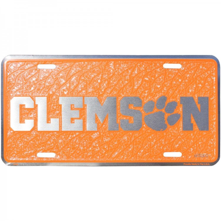 HT2802 6 x 12 in. Clemson Tigers Mosaic Metal License Plate