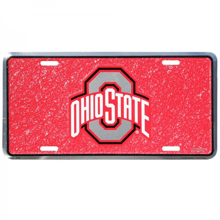 HT2826 6 x 12 in. Ohio State Buckeyes Mosaic Metal License Plate