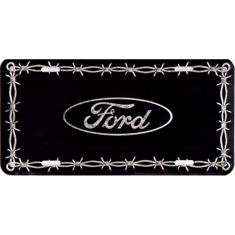 HT2827 6 x 12 in. Ford Barbed Wire Metal License Plate