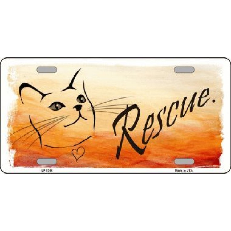 LP-8355 6 x 12 in. Rescue Cat Metal License Plate