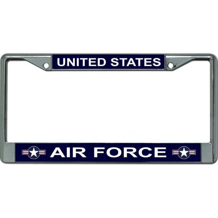 LPO6069 6 x 12 in. Air Force Star Logo Chrome License Plate Frame
