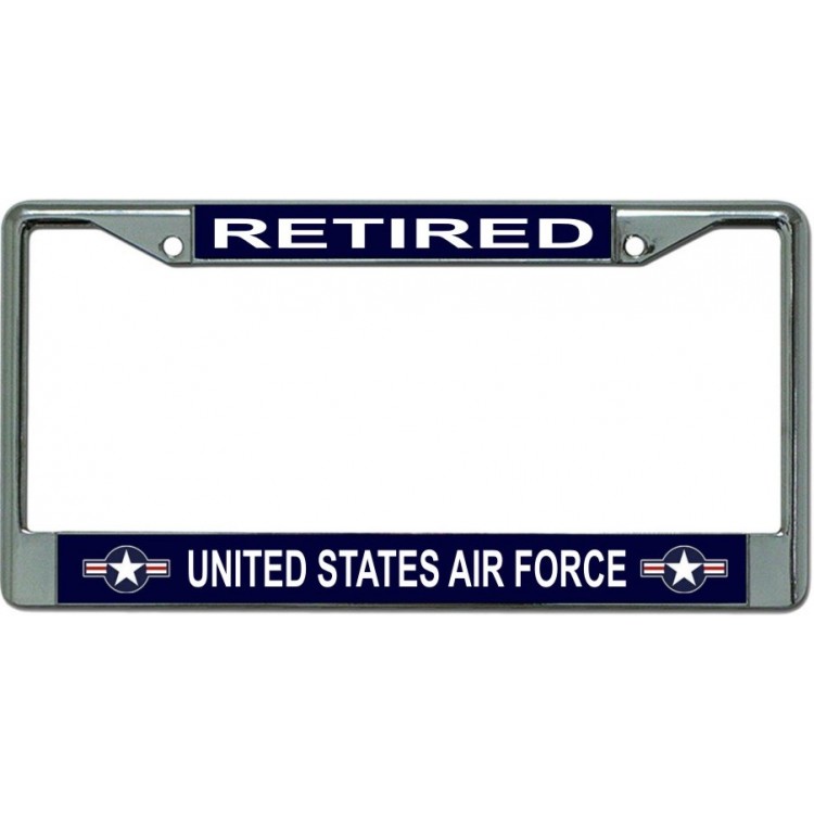 LPO6070 6 x 12 in. Air Force Retired Star Logo Chrome License Plate Frame