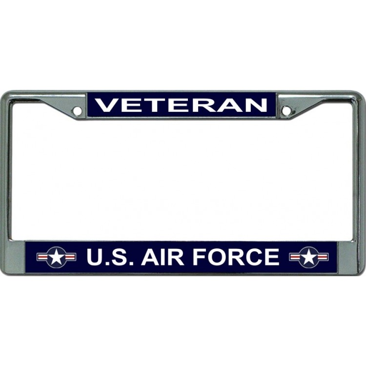 LPO6071 6 x 12 in. Air Force Veteran Star Logo Chrome License Plate Frame