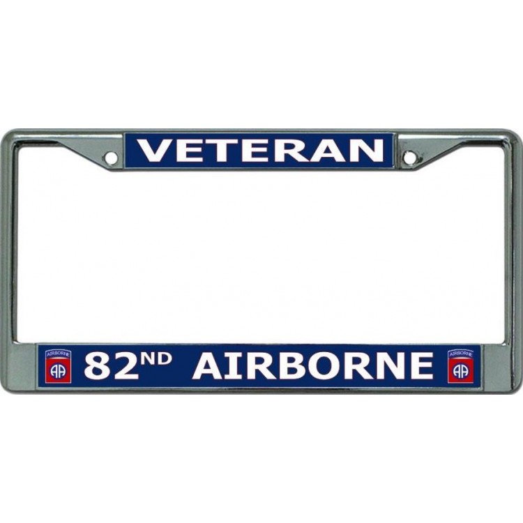 LPO6093 6 x 12 in. Veteran 82nd Airborne Chrome License Plate Frame