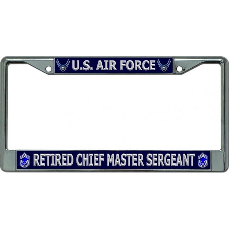 LPO6094 6 x 12 in. U.S. Air Force Retired Chief Master Sergeant Chrome License Plate Frame