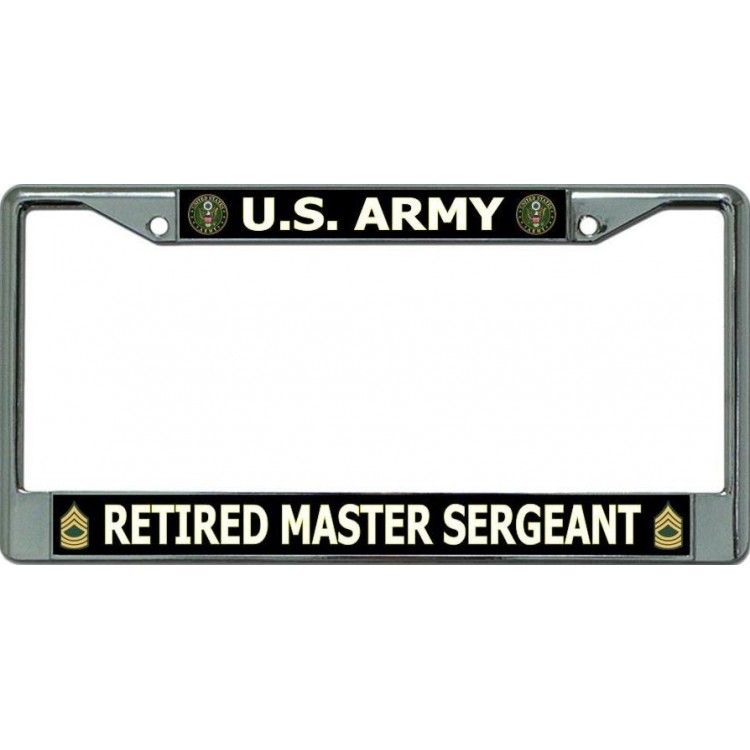 LPO6095 6 x 12 in. U.S. Army Retired Master Sergeant Chrome License Plate Frame