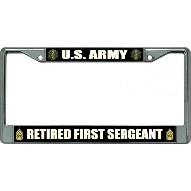 LPO6097 6 x 12 in. U.S. Army Retired First Sergeant Chrome License Plate Frame