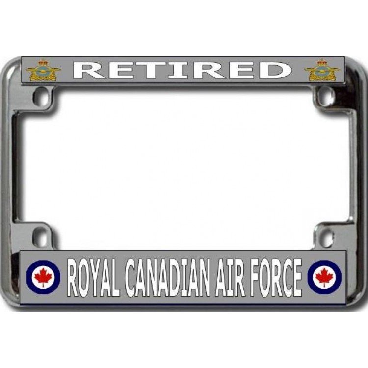 LPO6116 4 x 7 in. Retired Royal Canadian Air Force Chrome Motorcycle License Plate Frame