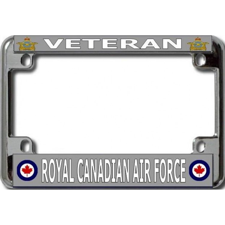 LPO6120 4 x 7 in. Veteran Royal Canadian Air Force Chrome Motorcycle License Plate Frame