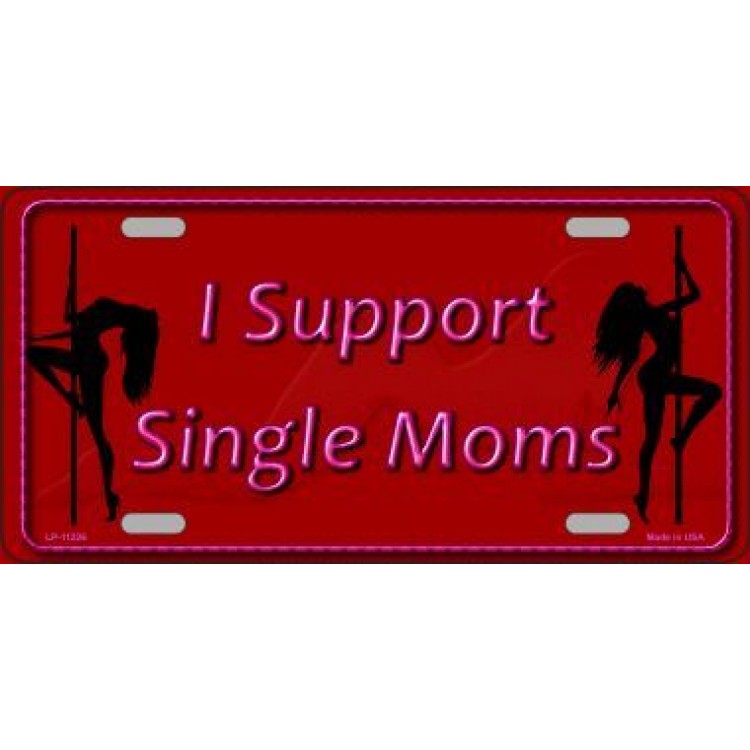 LP-11226 6 x 12 in. I Support Single Moms Metal License Plate