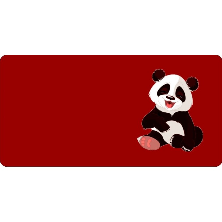 LPO6158 Panda Laughing Offset Red Photo License Plate