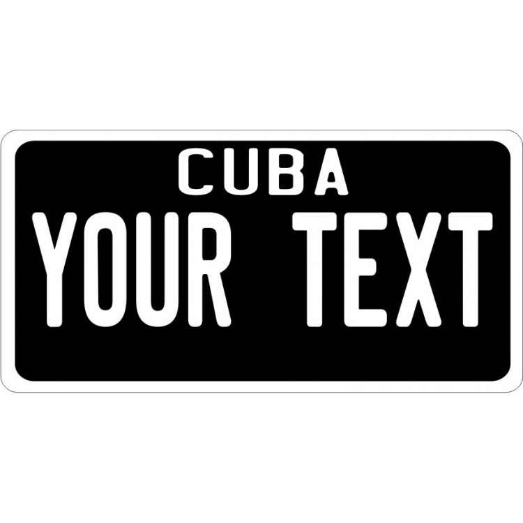 LPO6166 Cuba State Plate on Black Photo License Plate