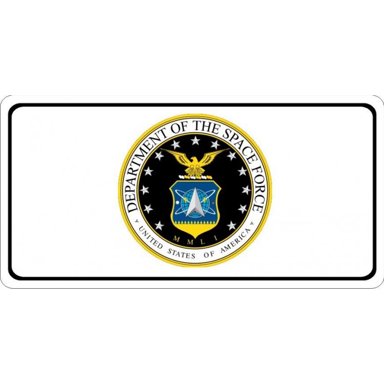 LPO6174 6 x 12 in. Space Force Logo on White Photo License Plate