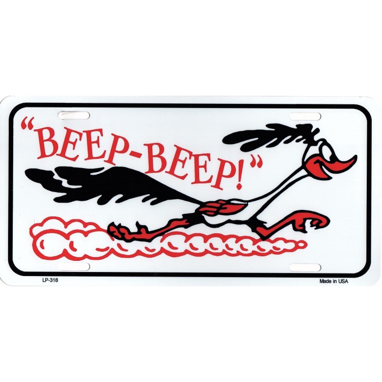 LP-318 6 x 12 in. Beep Beep Roadrunner Metal License Plate
