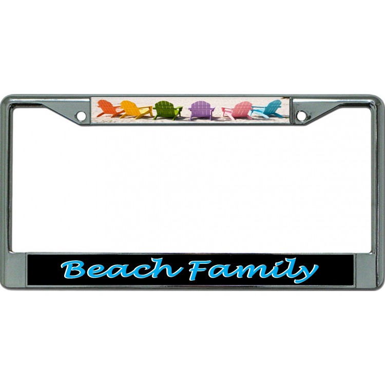 LPO6214 6 x 12 in. Beach Family Chrome License Plate Frame