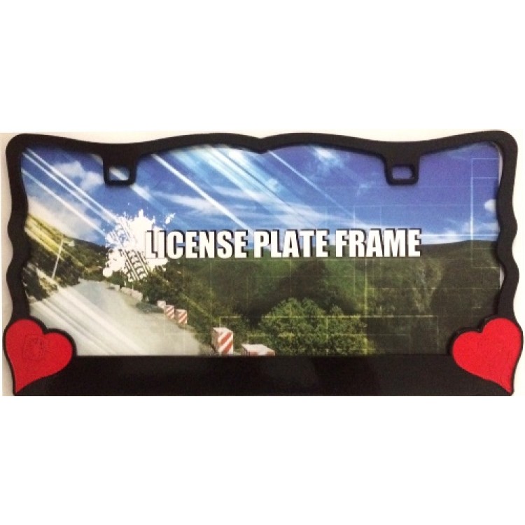 DF143BR 6 x 12 in. Red Hearts on Black License Plate Frame