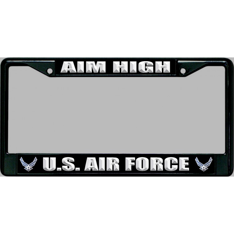 LPO6289 6 x 12 in. U.S. Air Force Aim High Black License Plate Frame