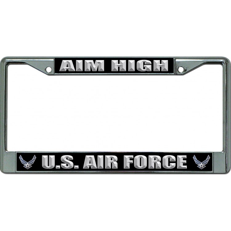 LPO6290 6 x 12 in. U.S. Air Force Aim High Chrome License Plate Frame