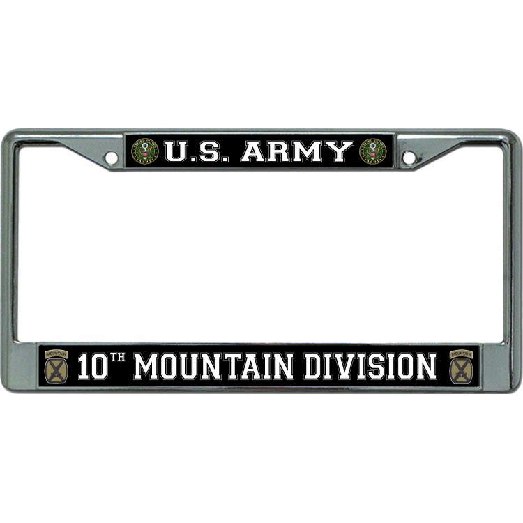 LPO6292 6 x 12 in. U.S. Army 10th Mountain Division Chrome License Plate Frame