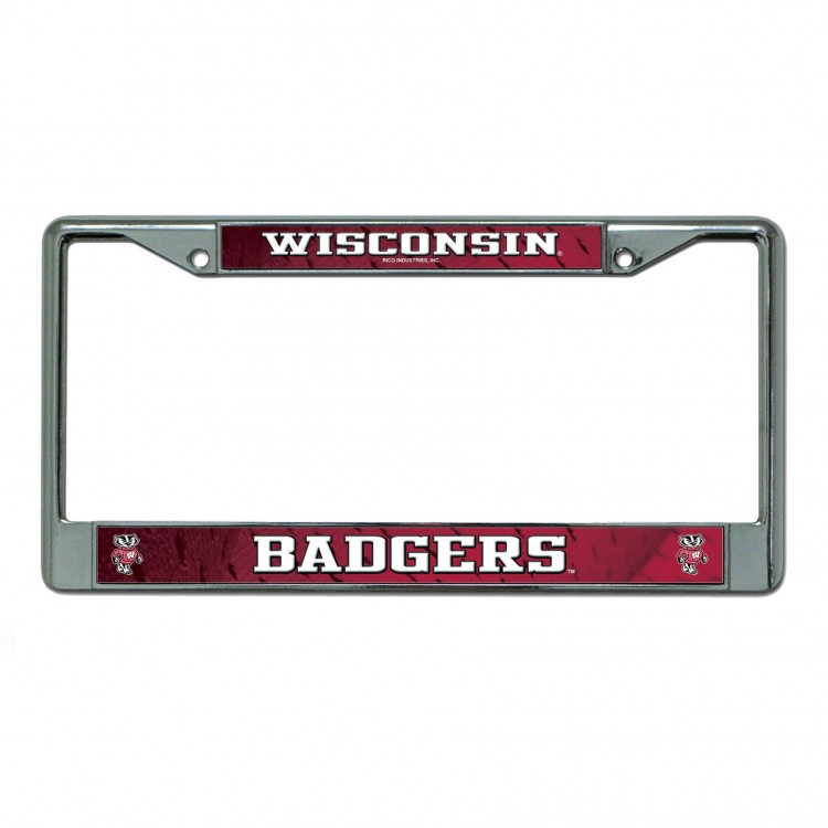 FC450112 Wisconsin Badgers Chrome License Plate Frame