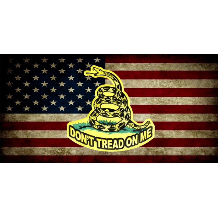 LPO3404 6 x 12 in. U.S. Worn Flag Dont Tread on Me Photo License Plate