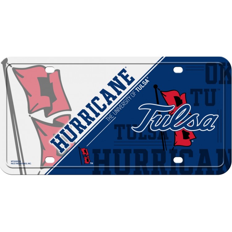 6 x 12 in. Tulsa Hurricane Metal License Plate