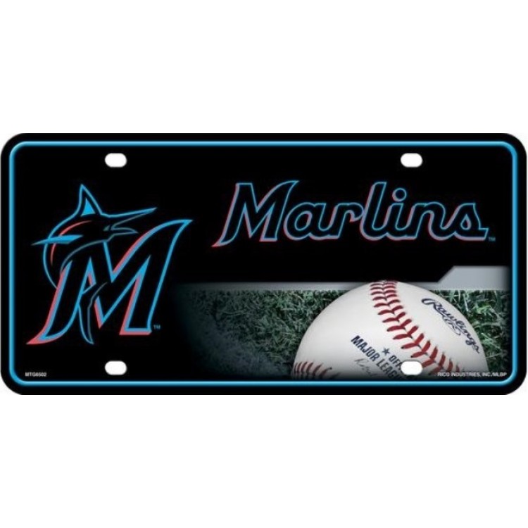 Picture of 212 Main MTG6502 6 x 12 in. Miami Marlins Metal License Plate