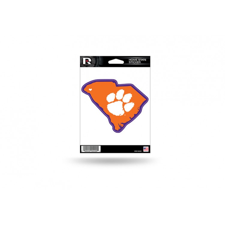 HSS120201 5 x 5 in. Clemson Tigers Home State Vinyl Sticker