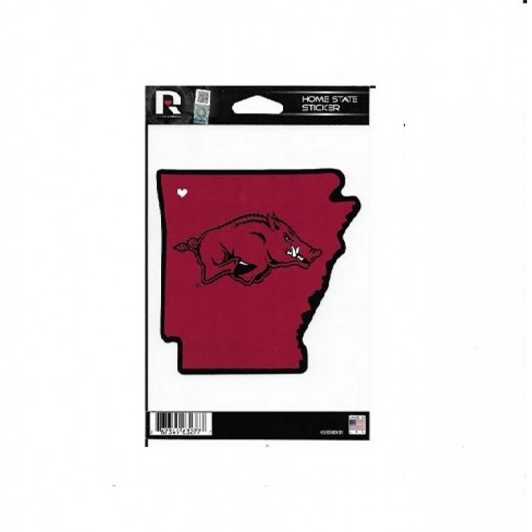 HSS360101 5 x 5 in. Arkansas Razorbacks Home State Vinyl Sticker