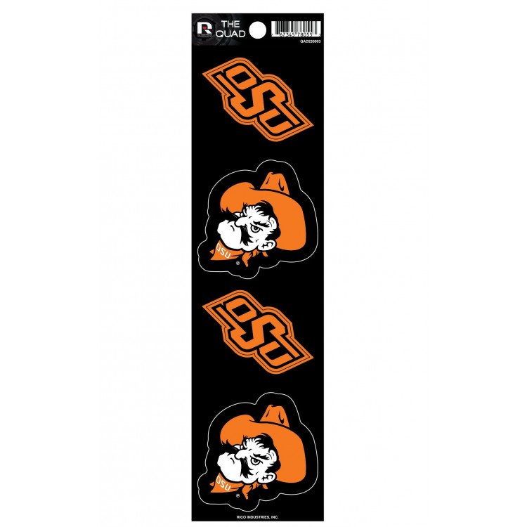QAD230003 2.5 in. Oklahoma State Cowboys Quad Decal Set